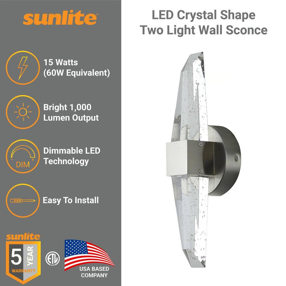 Brushed Nickel LED Crystal Shape Wall Sconce