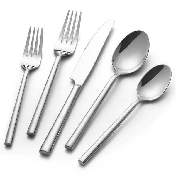 20-Piece Silver Stainless Steel Flatware Set (Service for 4), Forged Silverware Set, Mirror Finish,Dishwasher Safe
