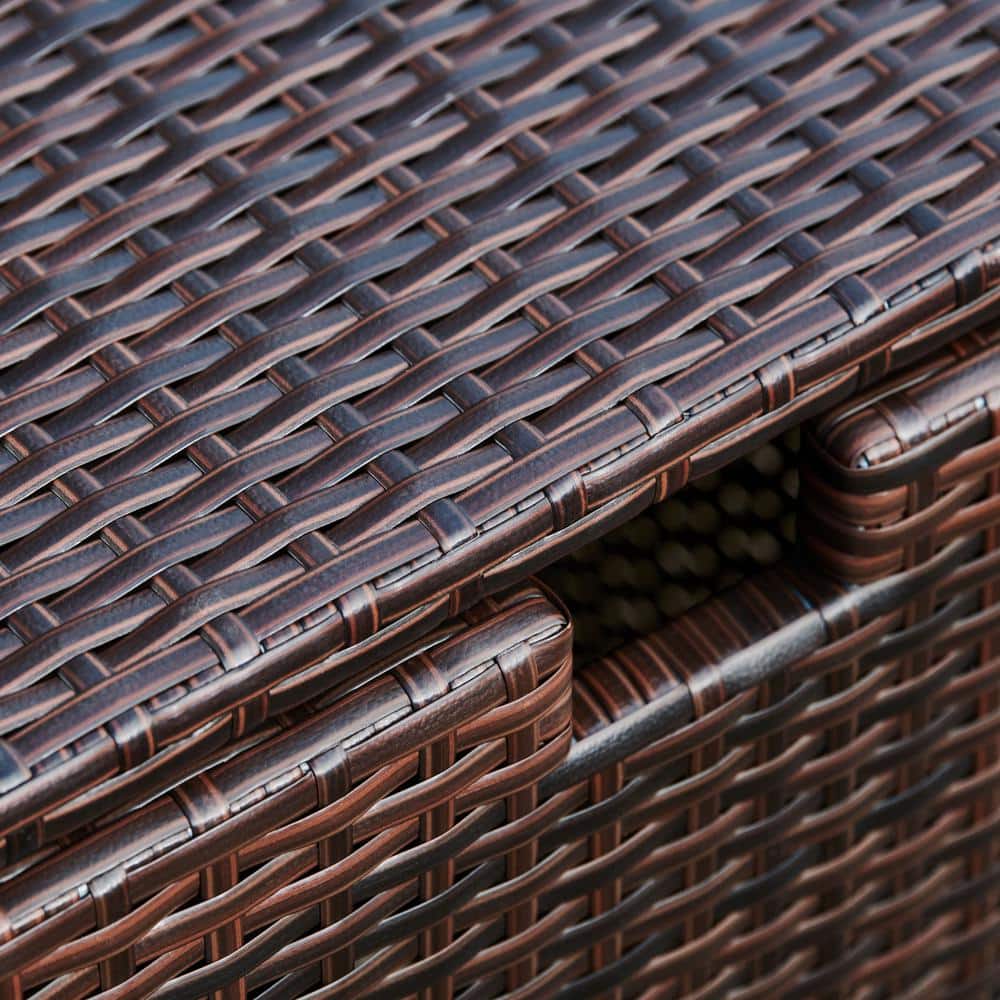 Dark Brown Wicker Propane Tank Cover Table