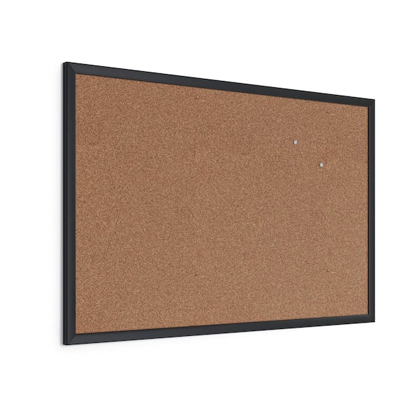 35 in. x 23 in. Outdoor/Indoor Black Wood Frame Cork Bulletin Board
