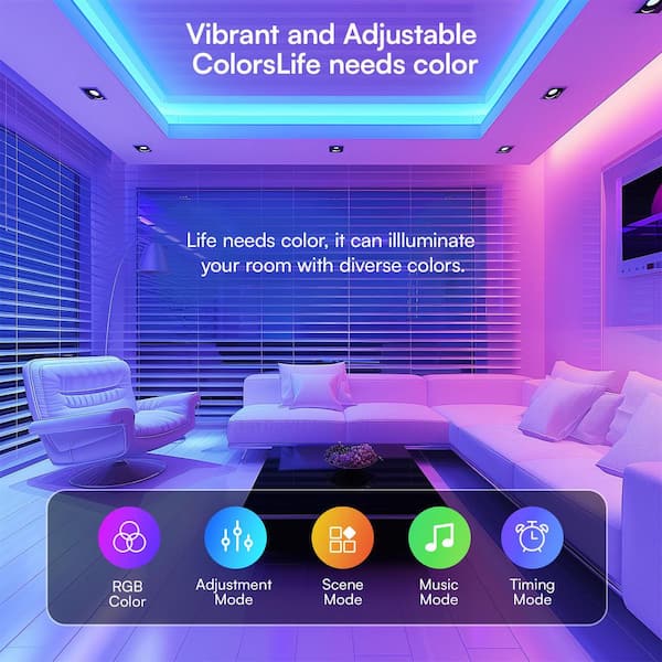 GUPUP 200 ft. Smart Plug-In Dimmable Cuttable Color Changing