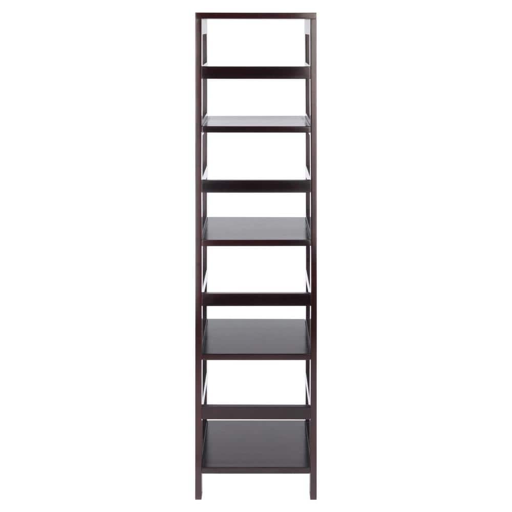 Espresso Medium Wood 4-Section Narrow Open Storage Shelf