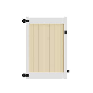 Roosevelt 4 ft. W x 6 ft. H 2-Toned (White Rails and Sand Infill) Vinyl Un-Assembled Fence Gate