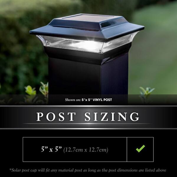 4-Piece Solar Post Cap Lights - Black Deck & Fence Lights With White LEDs