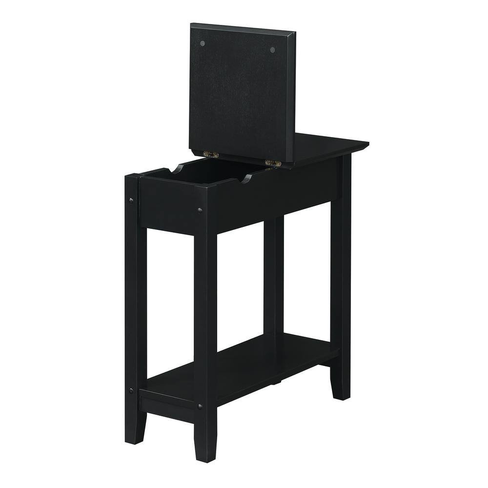 American Heritage Black Flip Top End Table with USB Charging