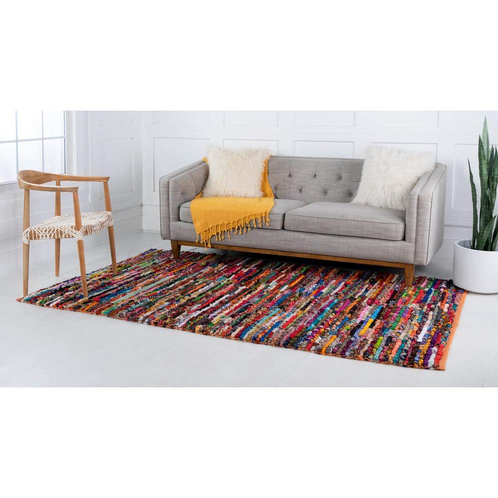 Handmade Multicolor Cotton Braided Area Rug, 2' x 3'