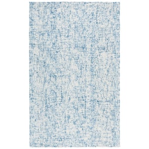 Abstract Blue/Ivory Doormat 3 ft. x 5 ft. Contemporary Marble Area Rug