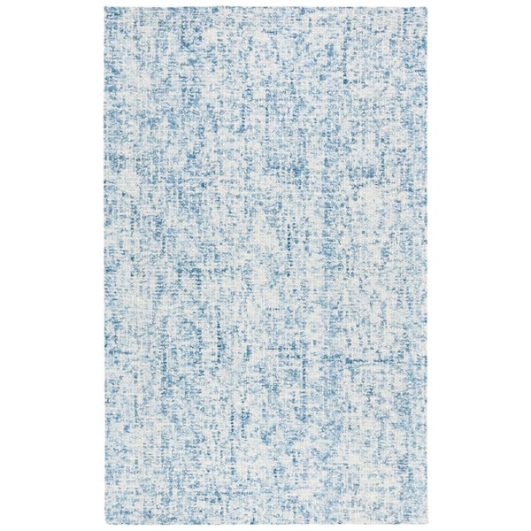 SAFAVIEH Abstract Blue/Ivory Doormat 3 ft. x 5 ft. Contemporary Marble Area Rug