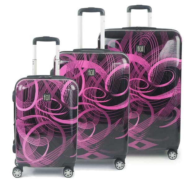 Ful Atomic Nested 3-Piece Pink Spinner Rolling Luggage Set