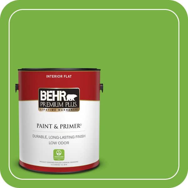 BEHR PREMIUM PLUS 1 gal. #S-G-430 Sparkling Apple Flat Low Odor Interior Paint & Primer