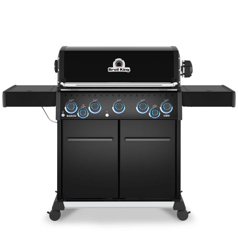 Baron 590 Pro Shadow 5-Burner Propane Gas Grill in Black with Side Burner and Rear Rotisserie Burner
