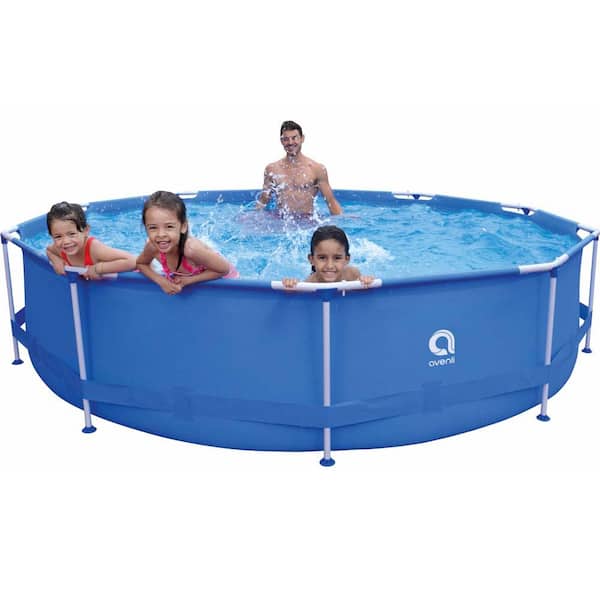 Kingdely 30 in. Round 144 in. Deep Metal Frame Pool Above Ground Swimming Pool Set Outdoor Garden