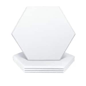 0.4 in. x 11.5 in. x 10 in. Fabric Hexagon Self-Adhesive Sound Absorbing Acoustic Panels in White (12-Pack)