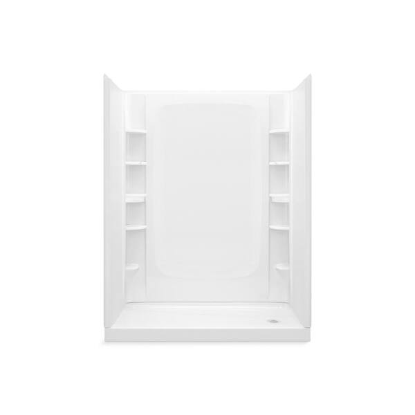 Sterling Store 60 In X 75 3 4 In 1 Piece Direct To Stud Alcove Shower Wall In White 0 The Home Depot