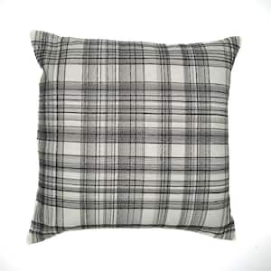 Stacy Garcia Black Striped Hand-Woven 24 in. x 24 in.  Indoor Throw Pillow