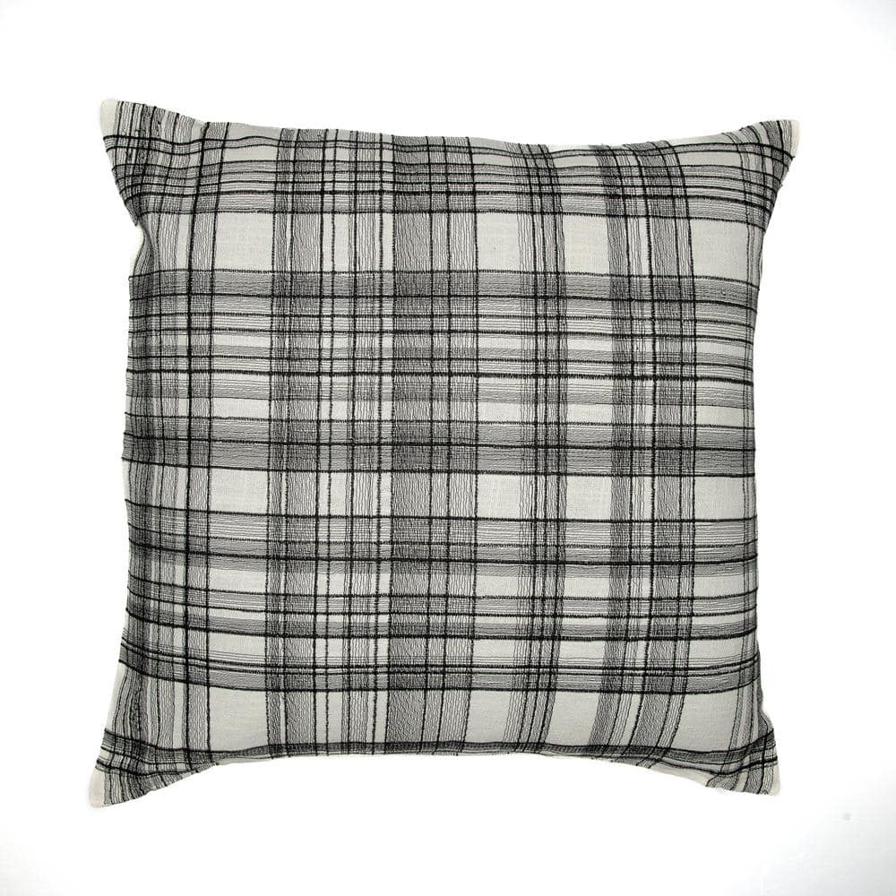 Stacy Garcia Black Striped Hand-Woven 20 in. x 20 in. Indoor Throw Pillow