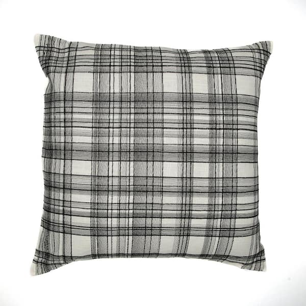 Unbranded Stacy Garcia Black Striped Hand-Woven 24 in. x 24 in.  Indoor Throw Pillow