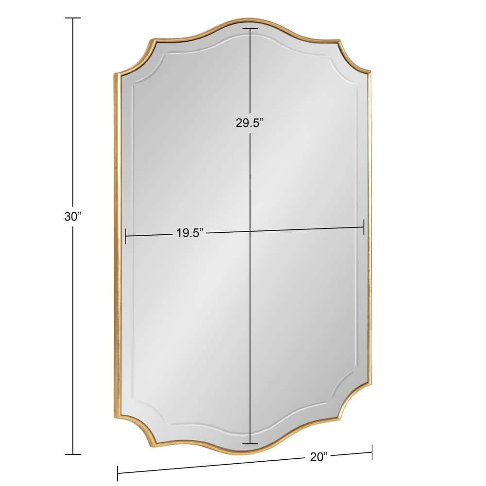 Hollyn Glam Scalloped 34" Gold Leaf Rectangular Wall Mirror