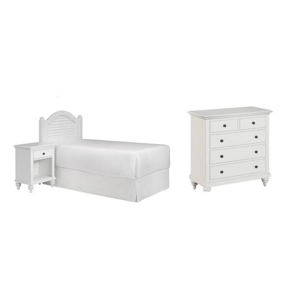 HOMESTYLES Bermuda 3-Piece Brushed White King Headboard Bedroom Set