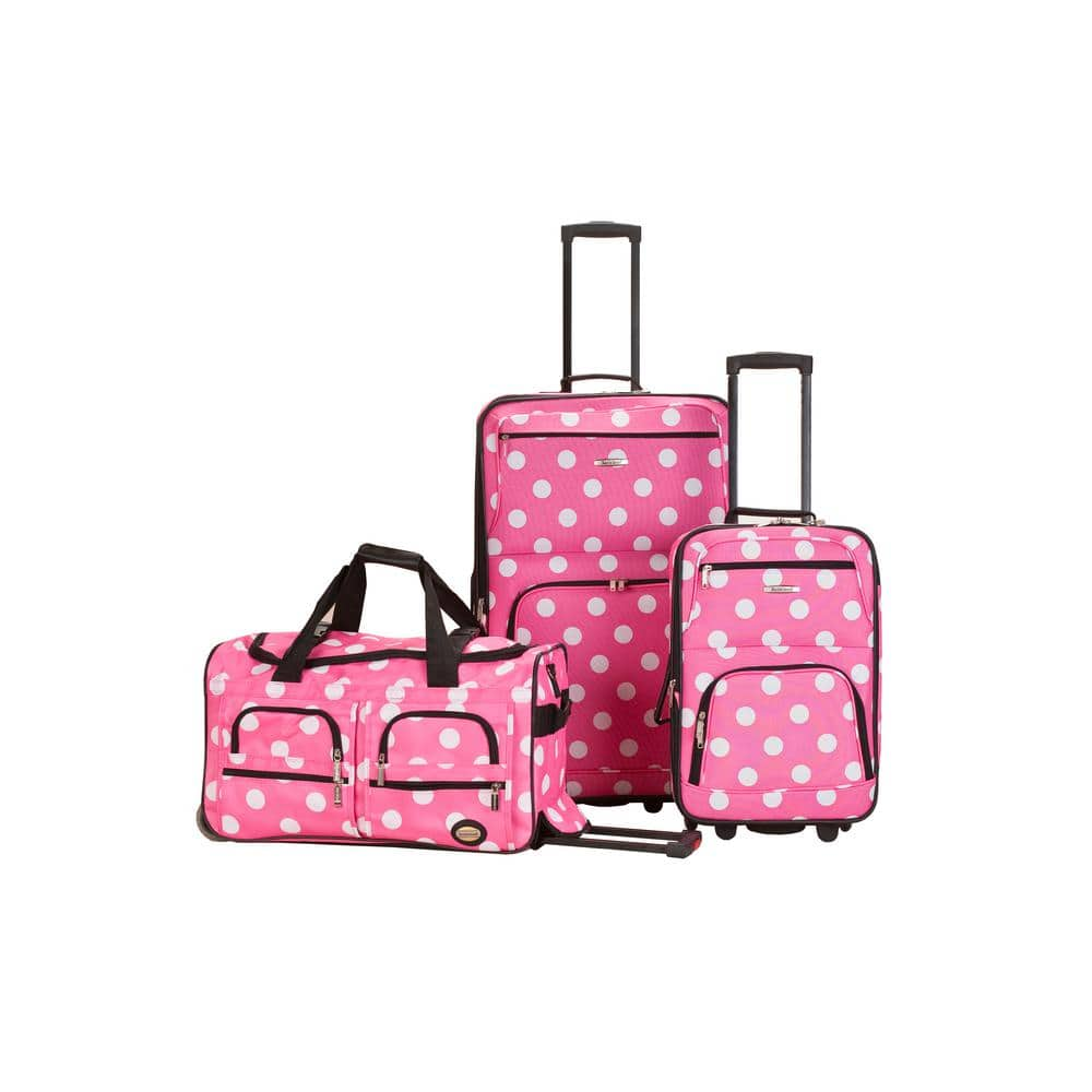 rockland pink luggage set