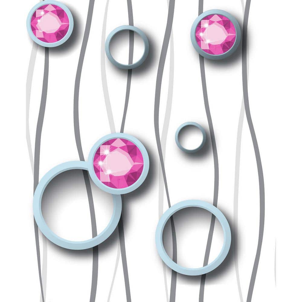 Falkirk Ophia Circle, Crystal Hot Pink, Grey, White Vinyl Peelable Roll (Co