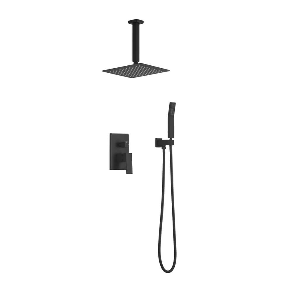 Single Handle 2-Spray Patterns 2 Showerheads Shower Faucet Set 2.5 GPM with High Pressure Hand Shower in Matt Black price history on PriceWatchPro