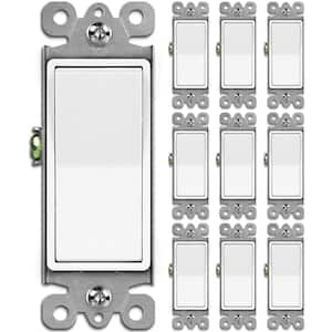 15 Amp Single Pole Decorator Wall Rocker Light Switch, UL Listed White 10-Pack