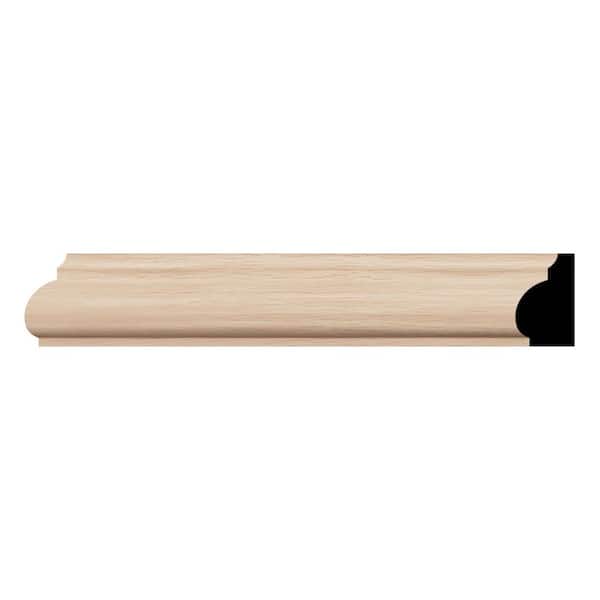 Ekena Millwork WM1201 11/16 in. D x 1-1/4 in. W x 96 in. L Americraft Solid Hardwood Stain Grade Base Cap Moulding, Red Oak