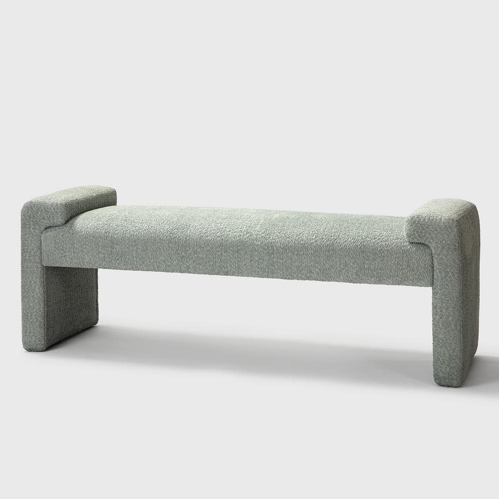 JAYDEN CREATION Johannes Sage Transitional Upholstered Boucle 58.5 in  Bedroom Bench with Foot Pads BEJK0788-SGE - The Home Depot