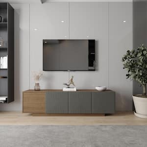 Riva Walnut and Grey TV Stand Fits TVs up to 80 in.