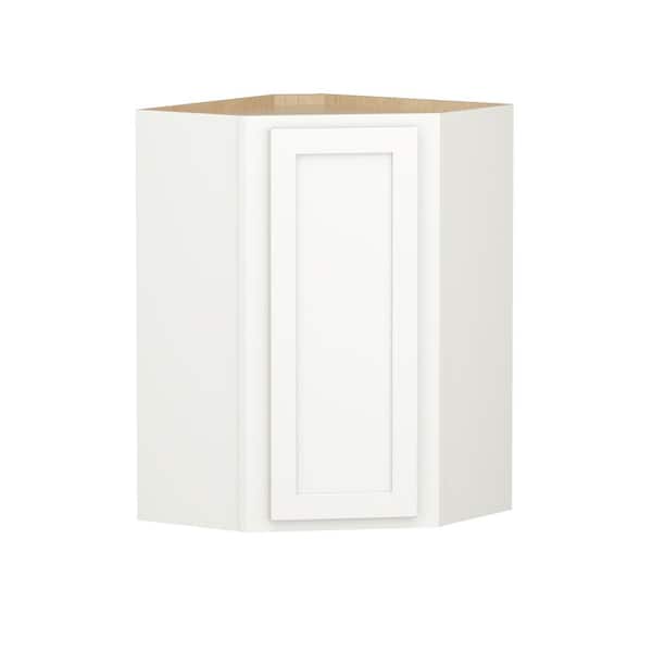 SIMPLY WOODMARK PRO Shaker Partial Overlay 24 in. W x 12 in. D x 36 in. H Plywood Assembled Corner Wall Kitchen Cabinet in Linen White