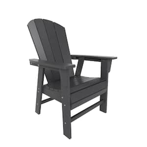 Laguna Outdoor Patio Fade Resistant HDPE Plastic Adirondack Style Dining Chair with Arms in Gray