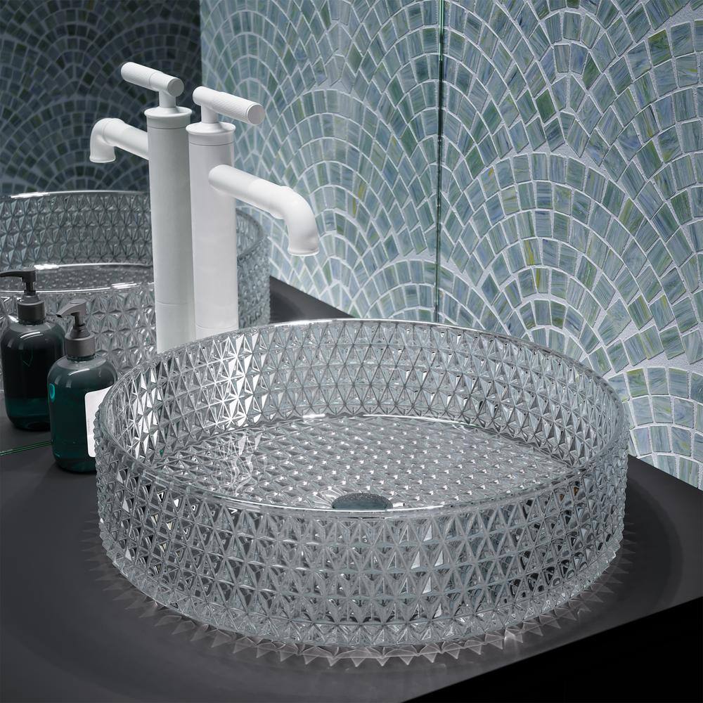 Cache 15.35" Clear Glass Round Above-Counter Vessel Sink