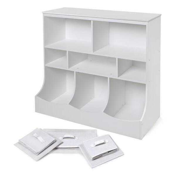 36.75 in. H x 36.5 in. W x 15.75 in. D White MDF 8-Cube Organizer