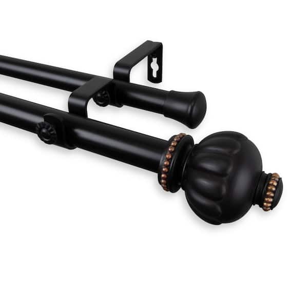 Rod Desyne Selma 160 in. - 240 in. Adjustable 1 in. Dia Double Curtain Rod in Black