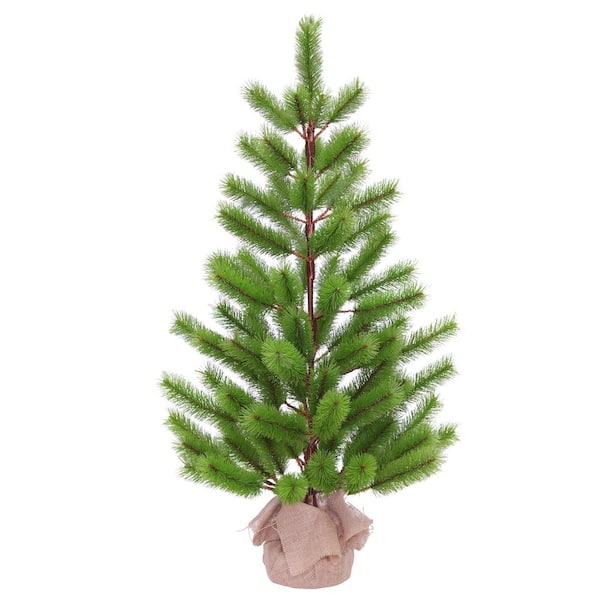 3 ft. Unlit Fir Artificial Christmas Tree in Burlap Sac
