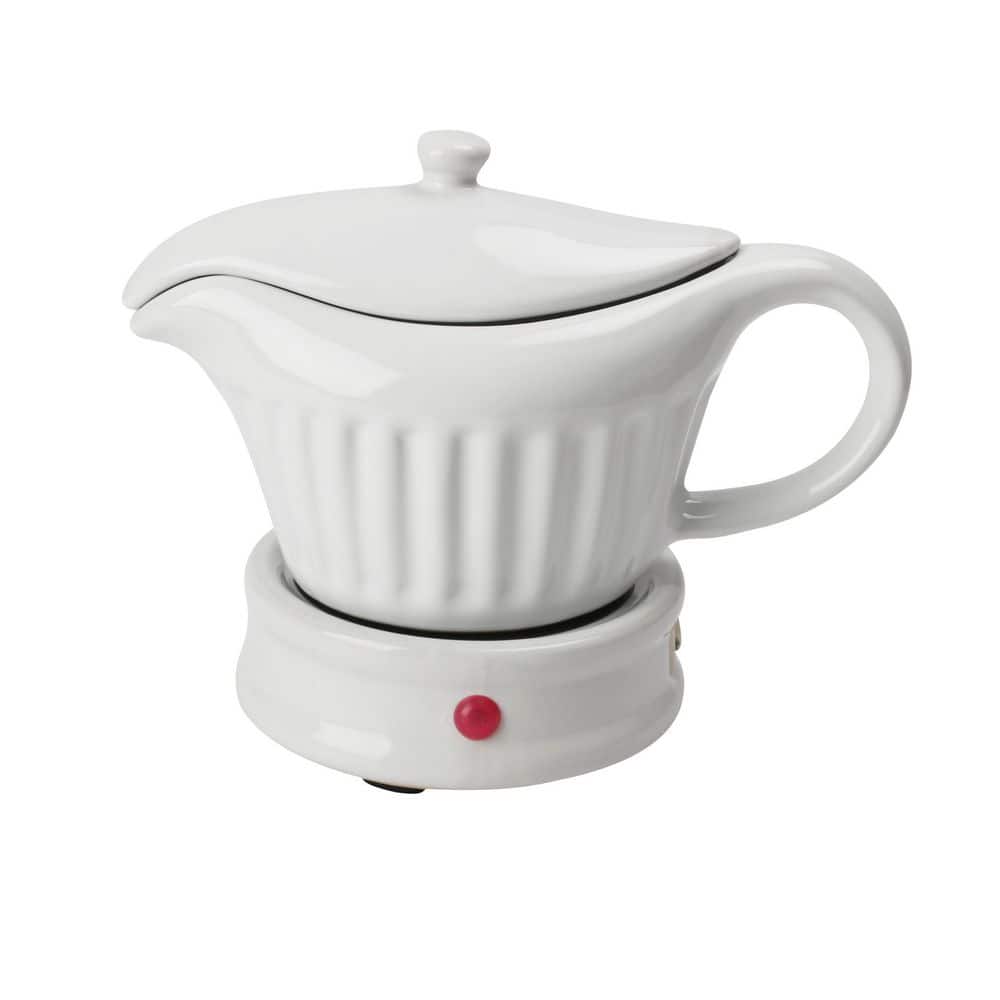 Gravy Boat Warmer (White) with Stand - 2 Piece Set for serving  Warm Gravy, Sauces, Milk, Salad Dressings & More: Gravy Boats