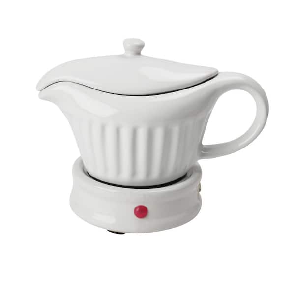 LEXI HOME 14 oz. White Ceramic Electric Gravy Boat Warmer with Lid and  Detachable Power Cord LB5472 - The Home Depot