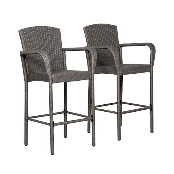 WESTIN OUTDOOR Capri Gray Metal Outdoor Bar Stool (2-Pack)