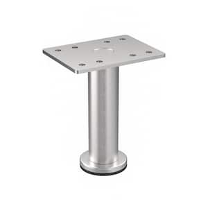 3 15/16 in. (100 mm) Satin Nickel Stainless Steel 201 Round Furniture Leg with Leveling Glide