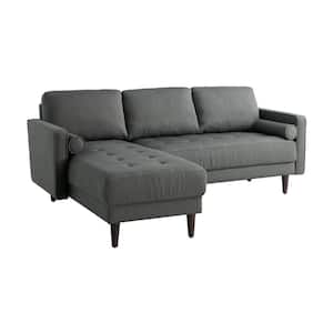 Lillith 83.1 in. Square Arm 2-Piece Polyester Sectional Sofa in Heather Grey