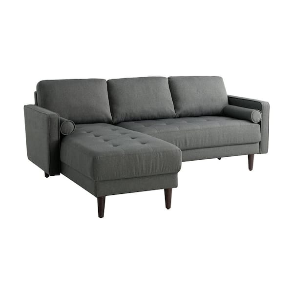 Lifestyle Solutions Lillith 83.1 in. Square Arm 2-Piece Polyester Sectional Sofa in Heather Grey