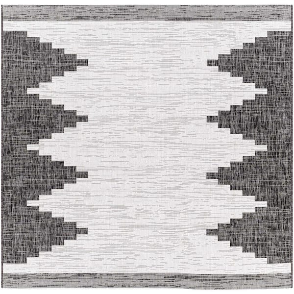 Djugun Black/Charcoal/Off White 7 ft. x 7 ft. Area Rug