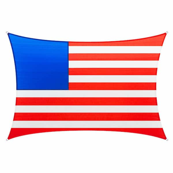 COLOURTREE 12 ft. x 8 ft. 190 GSM Vibrant Patriotic Rectangle Sun Shade Sail (Stars Not Included) with Rectangle Kit