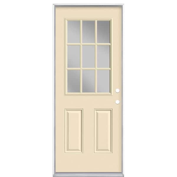 Masonite 32 in. x 80 in. 9 Lite Left Hand Inswing Painted Steel Prehung Front Exterior Door No Brickmold