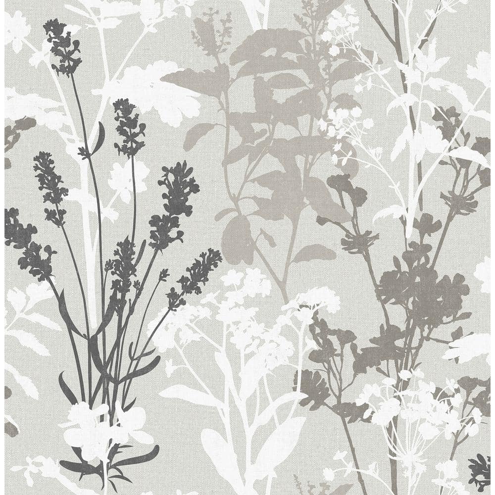 Pippin Grey Wild Flowers Grey Wallpaper Sample
