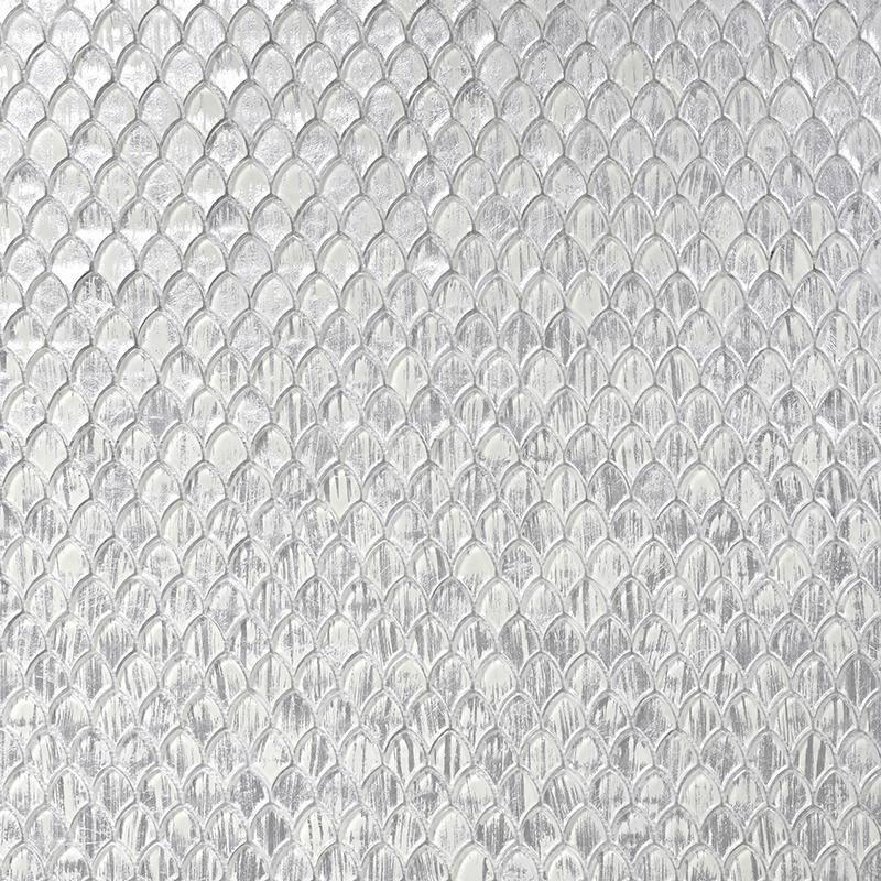 Majeste Silver Glass Fish Scale Mosaic Tile