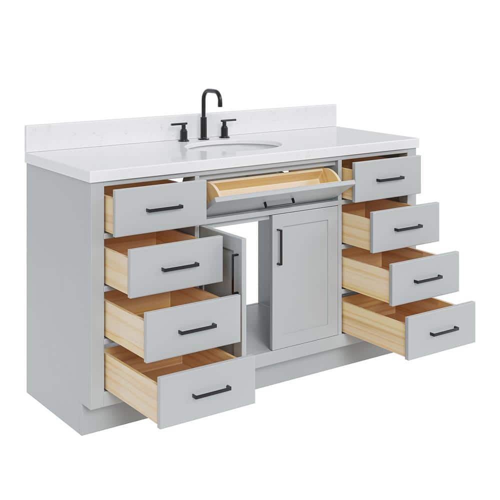Hepburn 60" Gray Freestanding Single Basin Vanity Set