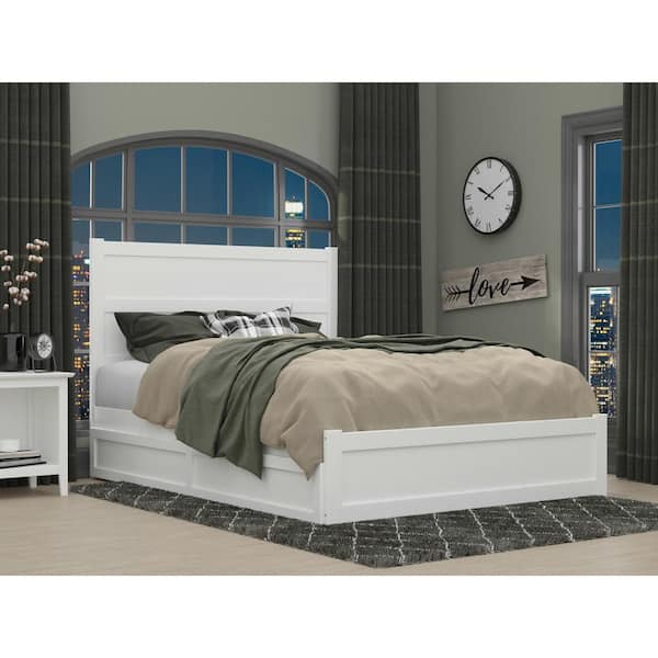 AFI NoHo White Queen Bed with Footboard and Twin Extra Long Trundle
