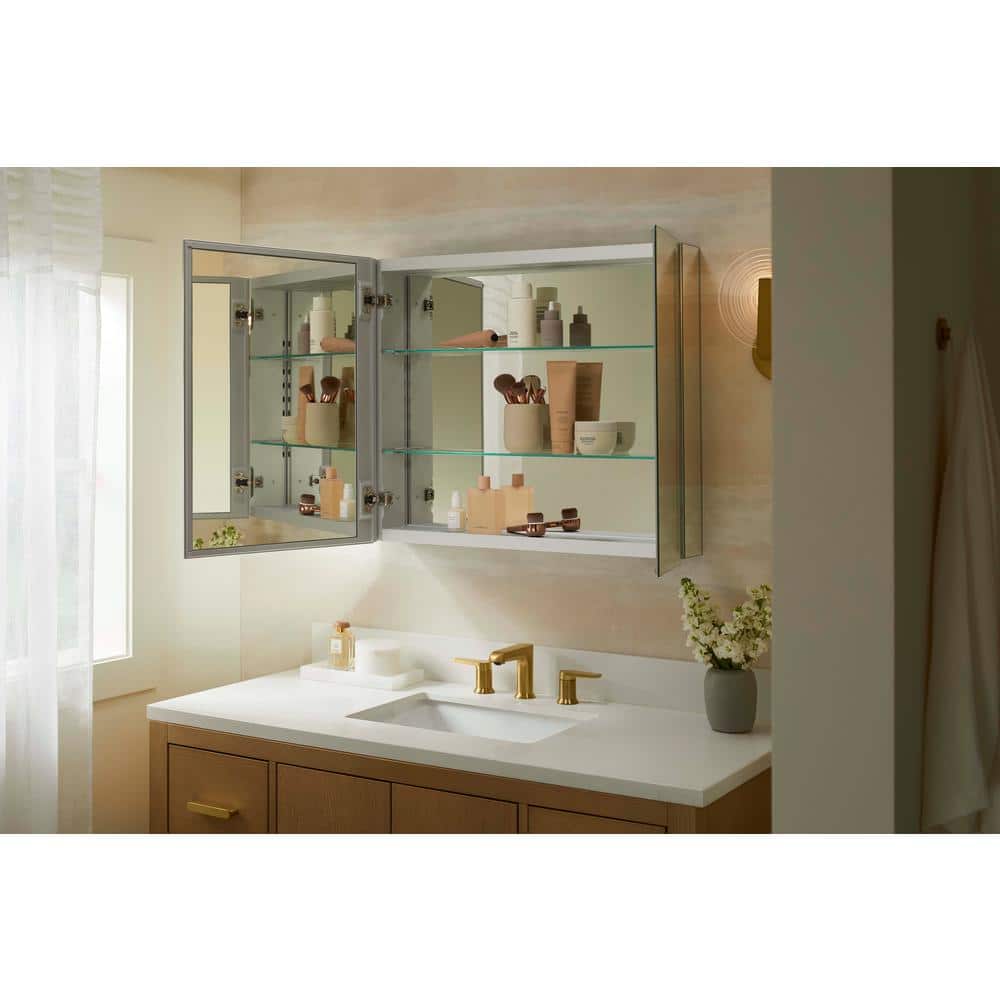 Embark 30" x 26" Anodized Aluminum Medicine Cabinet with Mirrored Doors